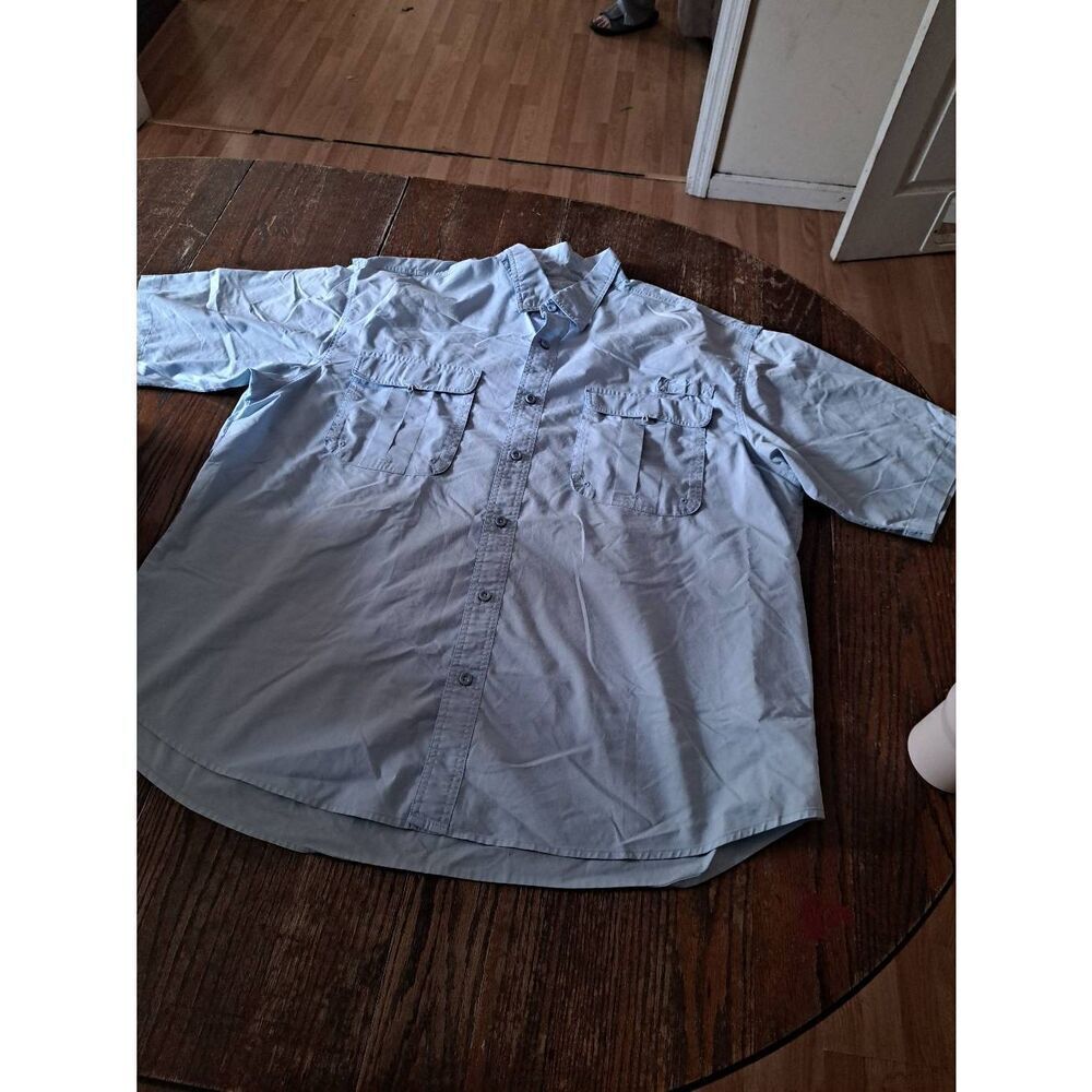 2XL Worldwide Sportsman Blue Short Sleeve Button Front Shirt w Collar and Pocket